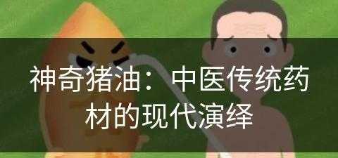 神奇猪油：中医传统药材的现代演绎